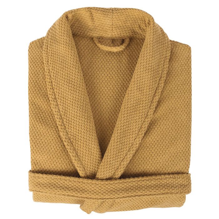 Peignoir col châle adulte DUNE coton L Jaune-quartz Cdiscount Maison