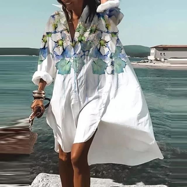 Robe Robe Chemise a Manches sulfpour Femme Vetement Imprime Educatif Vacances Plage Ete DGN B867989 Blanc Cdiscount Pret a Porter