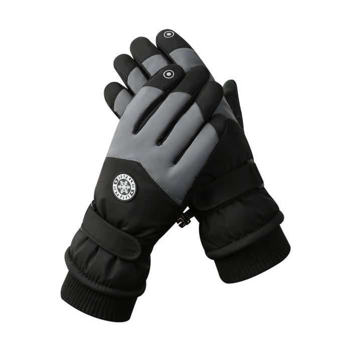 Gants de ski homme - écran tactile - velours pour la chaleur - imperméables et antidérapants - Noir/gris