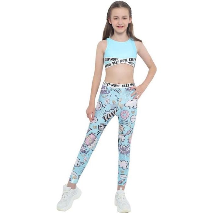 Iiniim Ensemble de Sport Fille Enfant D bardeur Yoga Pantalon