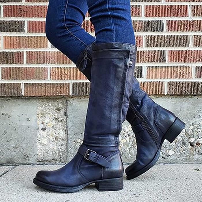 Mode grande taille bottes femmes automne long tube chaussures