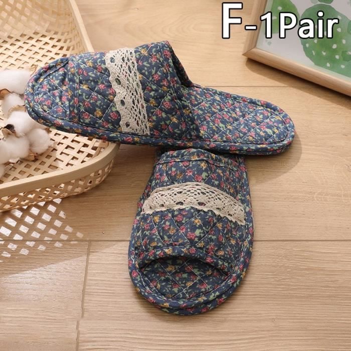 Chaussons D'intérieur Femme En Lin à Motif Cochon - Bout Ouvert, Semelle épaisse Antidérapante - Respirants Et Confortables Pour La Maison