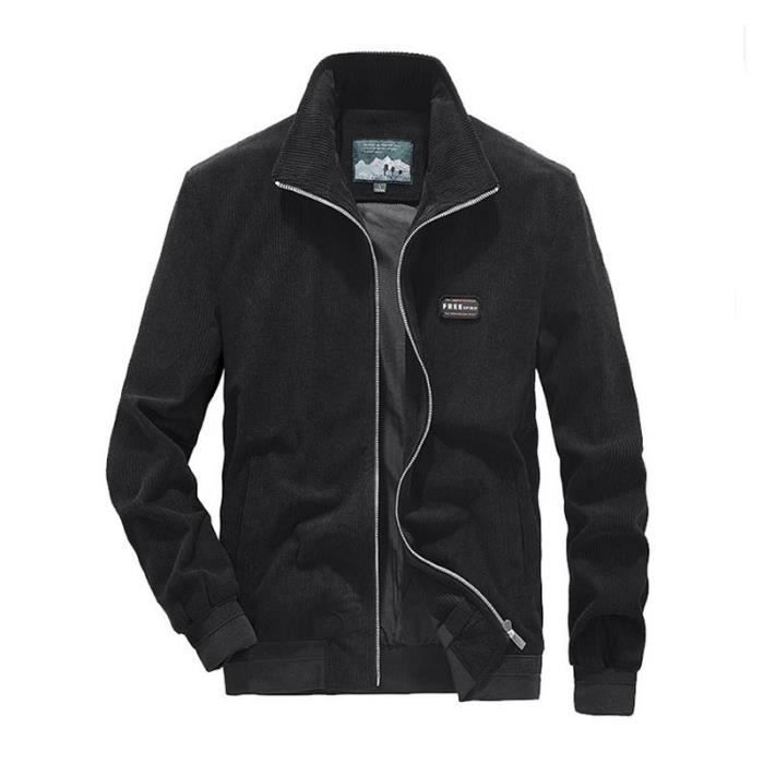 Veste Zippee Homme Velours Cotele Casual Col Montant Couleur Unie Noir Cdiscount Pret a Porter