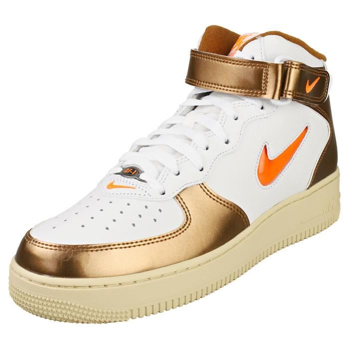 Baskets Nike AIR FORCE 1 MID QS DH5623 100 Homme Or Blanc