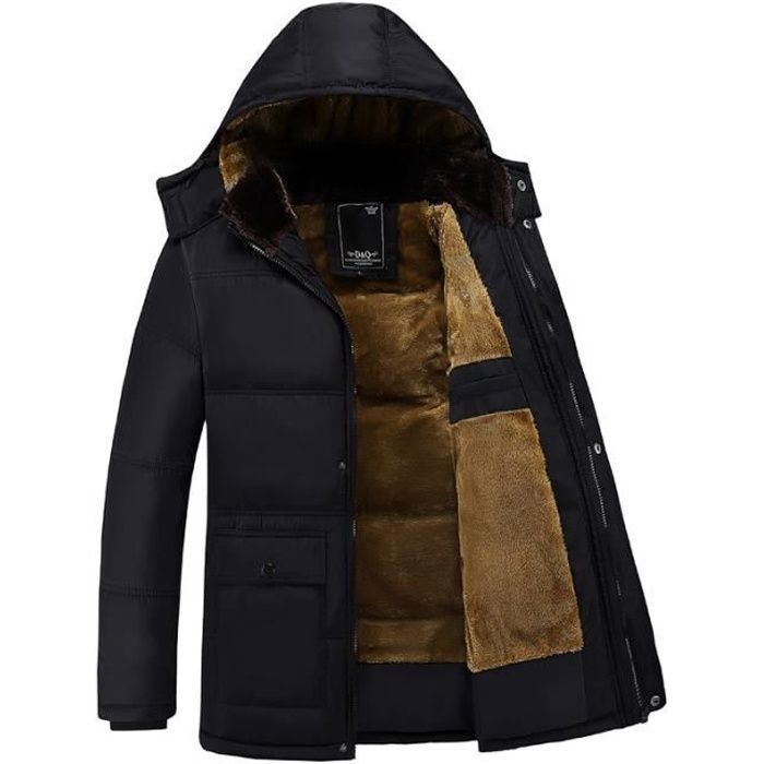 Parka Manteau Homme a Capuche Hiver Veste Marque Lux Chaud epaissir Hiver NOIR Noir Cdiscount Pret a Porter