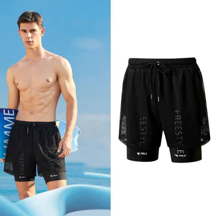 Short de Bain Homme Avec Doublure Compression t Respirant