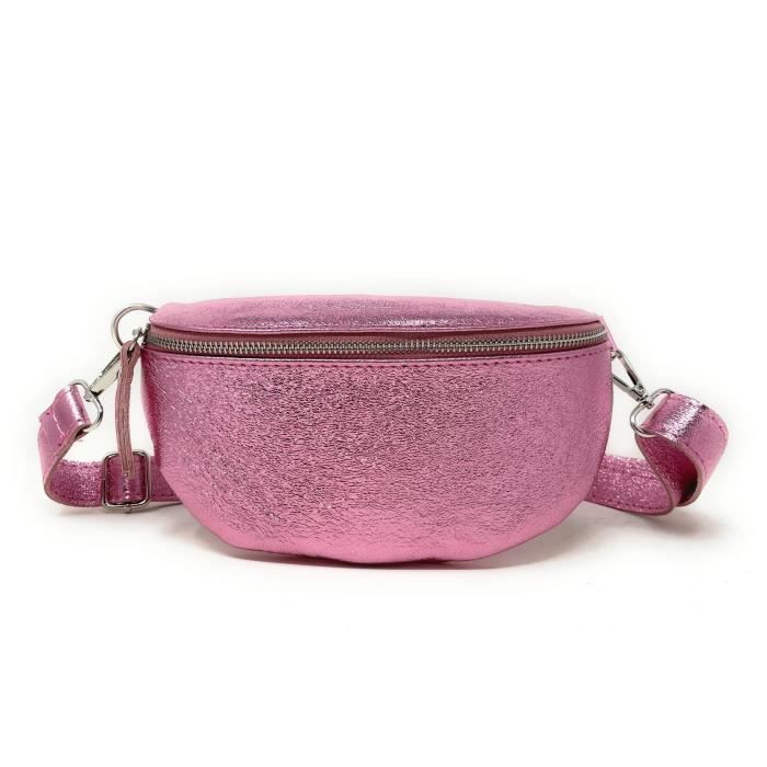 Sac à Main En Cuir Rose Porté épaule - Marque Artisanale Italienne, Cuir Véritable, Excellent état
