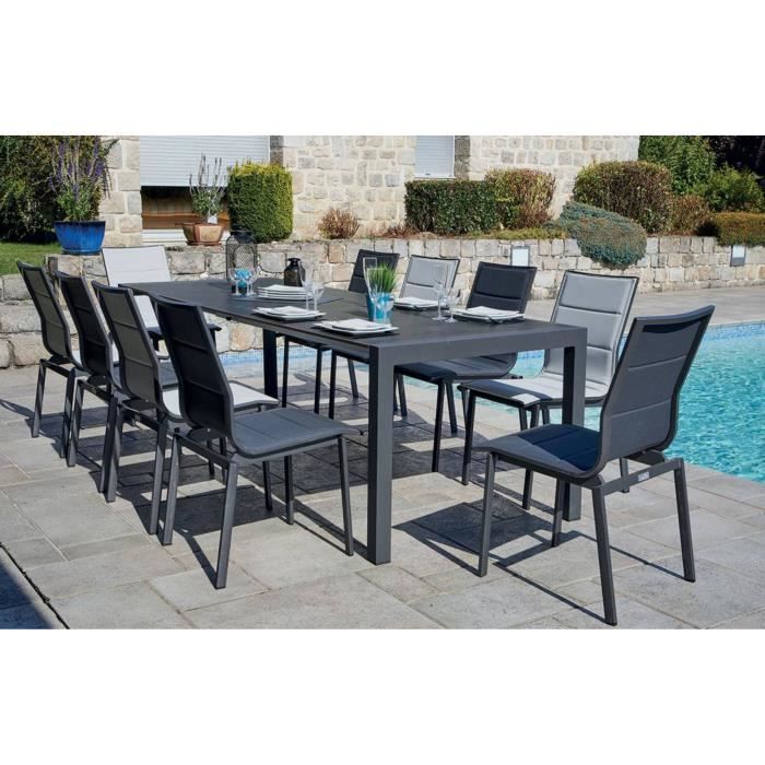 Ensemble De Jardin Table Extensible Ardoise 10 Chaises