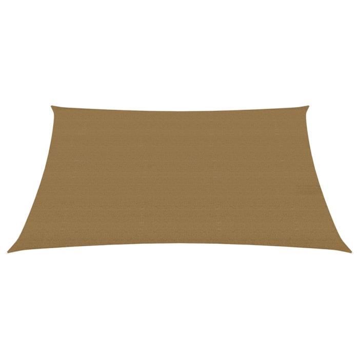 Voile D'ombrage Rectangulaire 3.5x4.5m - HDPE, Protection UV 95-98%, Anneaux Inox, Beige - 12