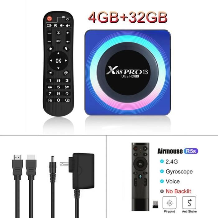 Boîtier TV Android X88 PRO 13 - RK3528 Quad-Core, 4Go RAM/32Go ROM, Android 13, WiFi 6, 8K, Bluetooth 5.0, HDMI 2.0