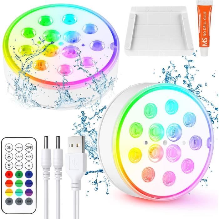 Lampe De Piscine LED RGB - Submersible IP68 Avec Télécommande - 3V, 30 Lm