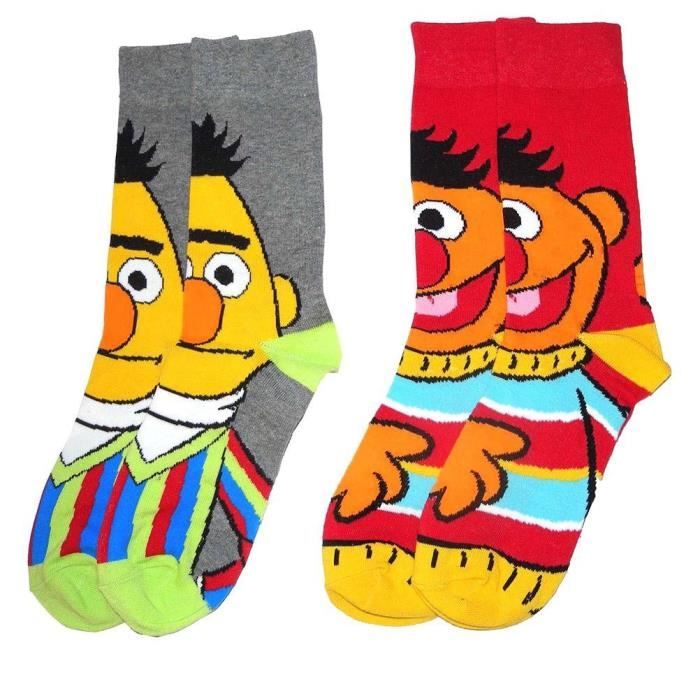 Officiel Homme 2pk Bert et Ernie visage Sesame Street Chaussettes 