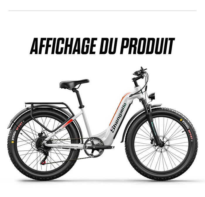 Vélo électrique Shengmilo 1000W puissance de pointe moteur BAFANG batterie Samsung 17,5AH 840WH, gros pneu 26*3\