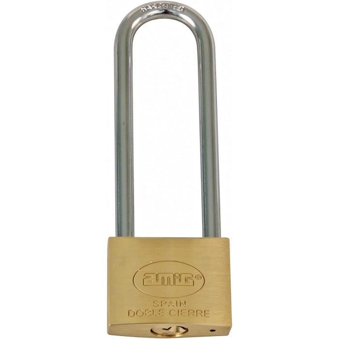Cadenas à Arc Long Laiton - Sécurité 20mm - 2 Clés Incluses - Intérieur/Extérieur