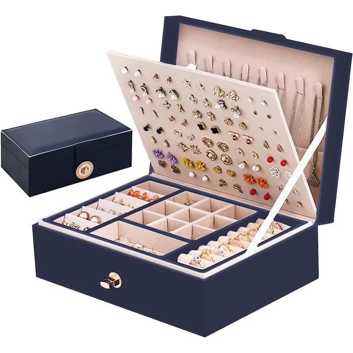 Lot De 3 Boîtes à Bijoux En Velours Gris | Organisateur Amovible | Pour Bagues, Colliers, Boucles