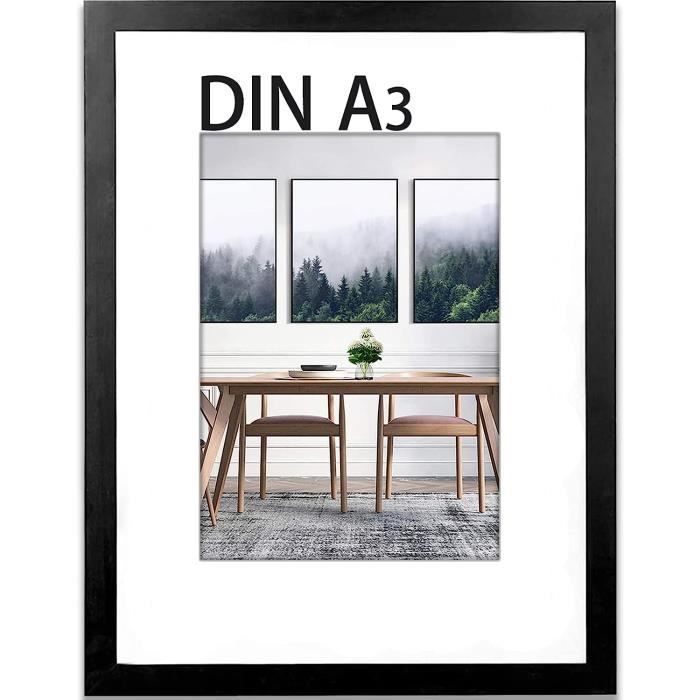Cadre photo A3 - Noir - 29,7 x 42 cm - Avec verre Plexi - Format