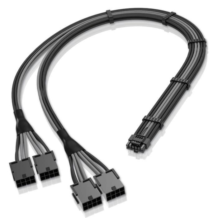 Câble Adaptateur Alimentation GPU 8 Broches Vers 16 Broches (4+12) – 12 Cm – 16 AWG – Compatible Nvidia – The Lord Of The Tools