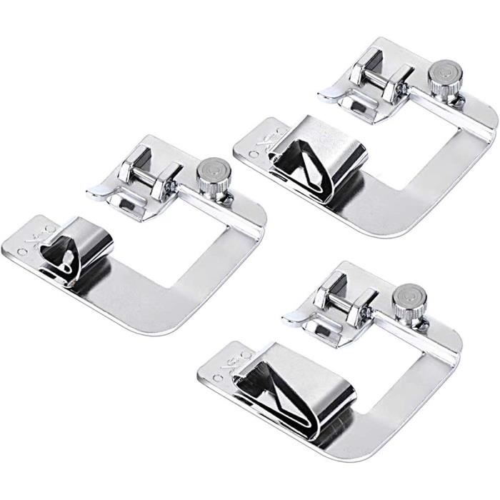 Lot 6 Pieds Ourlet Roulotté Acier Inoxydable Pour Machine à Coudre – Pieds Presseurs Ourlets Large Et Étroit – Compatible La Plupart Des Machines Domestiques