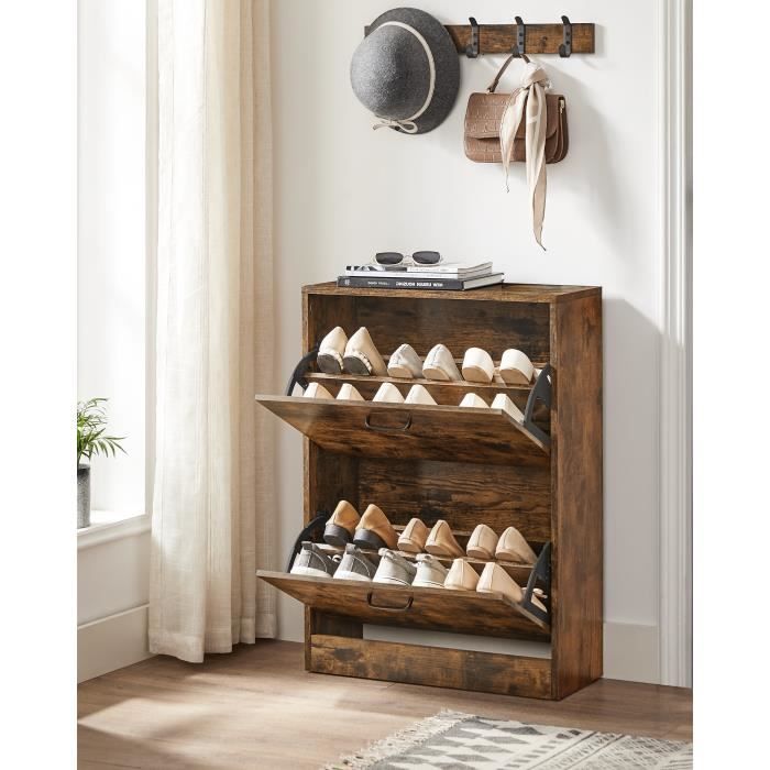 VASAGLE Meuble à chaussures à 2 compartiments,séparateur réglable,812
