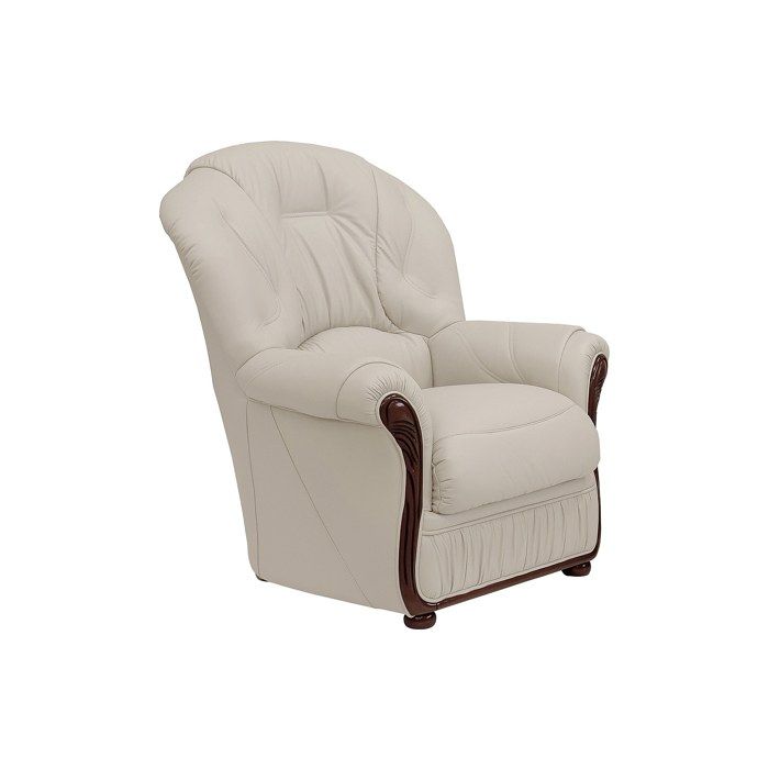 Fauteuil 100% cuir de buffle ivoire DAPHNE