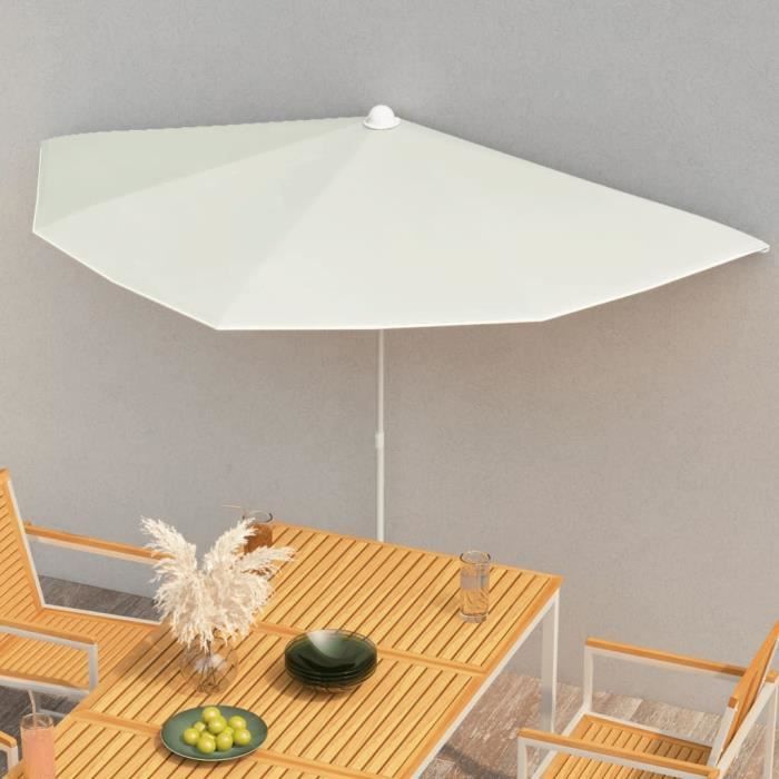 Elegant Demi-parasol de jardin avec mât 180x90 cm Sable"Bonne vie"51675 - Crème 1,55 Kg