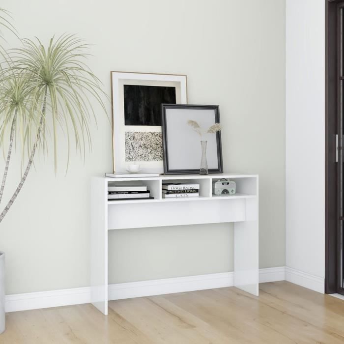 Table console - VIDAXL - Blanc brillant - Meuble d’entrée - 105x30x80 cm