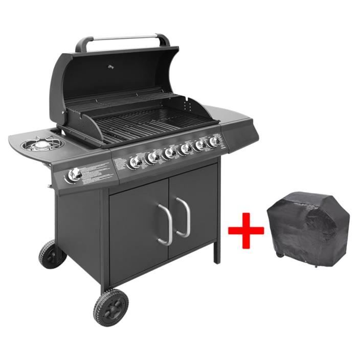 Barbecue à gaz - VIDAXL - 6 + 1 zones de cuisson - Noir