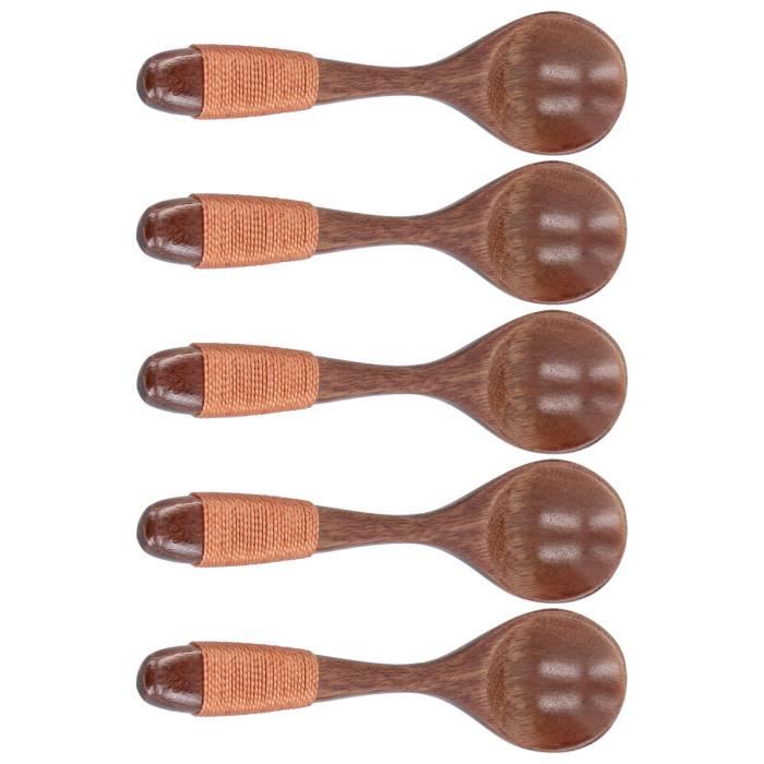 Cuillère à Miel Set, 4 Manches Cuillères à Mélanger En Bois, Petite Cuillère En Bois Naturel Pour Mélanger La Pâte à Café Honey Tea Et Cadeau De Fête De Mariage