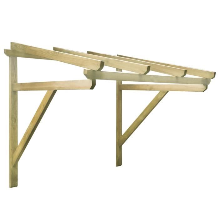 Auvent De Porte En Pin Massif Imprégné Vert - 200x100x100 Cm, Protection Entrée Résistante