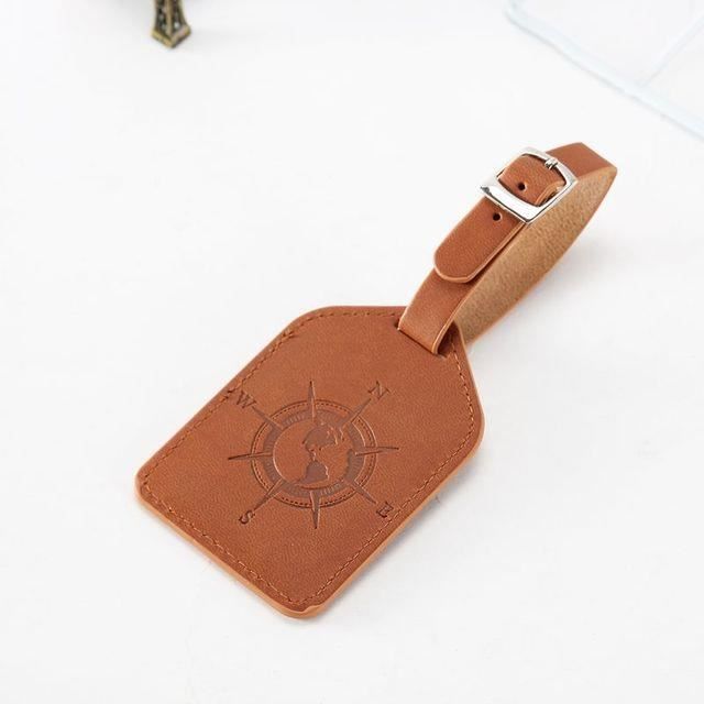 Etiquette de bagage,Rouge--Étiquette de bagage portable en cuir PU, porte nom, adresse'identité