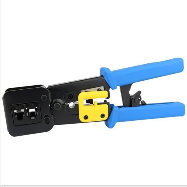 Kit Outillage Réseau RJ45 Professionnel MAYLINEE - Pince à Sertir, Testeur, Dénudeur + 100 Connecteurs (bleu)