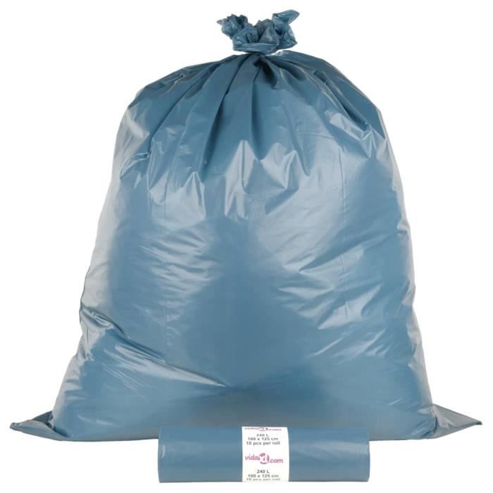 Sacs Poubelle 240L Extra Forts - Lot De 20, LDPE Type 80, 1200x1350mm, Bleu Ou Noir