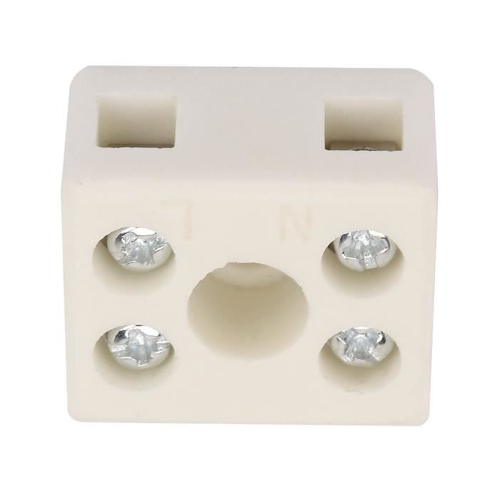 Bornier Céramique Haute Température 2 Voies - 39x31.5x23mm, Résiste Jusqu'à 800°C, Pour Chauffages, Fours, Applications Industrielles - 8