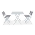 Ensemble table de jardin et 4 chaises pliantes en acier et verre - Oviala - Gris-1