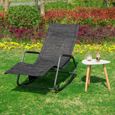 SoBuy® OGS47-MS Fauteuil à Bascule Transat de Relaxation Chaise Longue Bain de Soleil Rocking Chair avec Pochette latérale-1