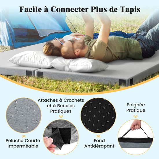 GOPLUS Matelas De Camping Portable Mousse Mémoire De Forme - Pliable Avec Sac De Transport