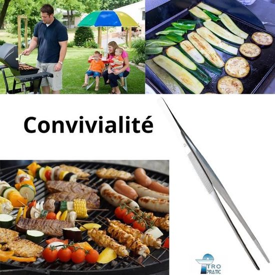 Pince INOX à roulettes Multifonctions pour Cuisine et Barbecue, Taille 30cm  - Cdiscount Jardin