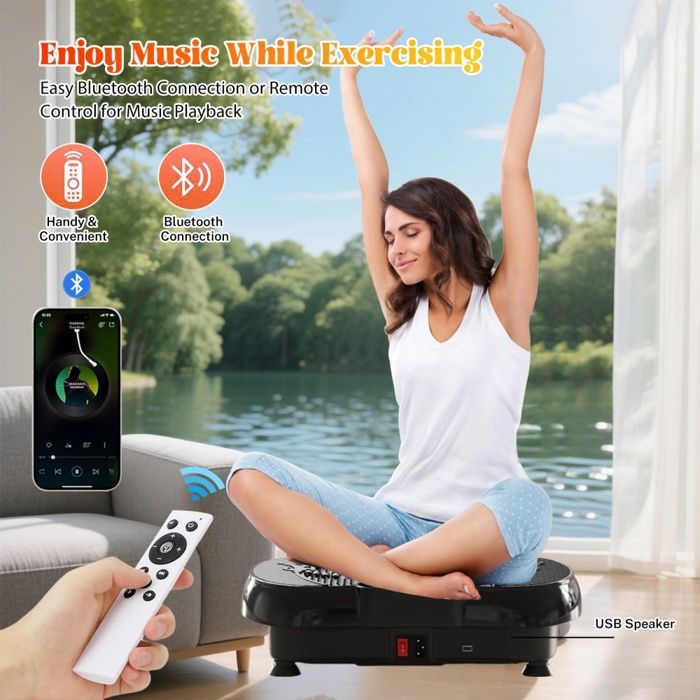 Plateforme Vibrante Connectée – 120 Niveaux, 4 Bandes Résistance, Bluetooth – Fitness à La Maison