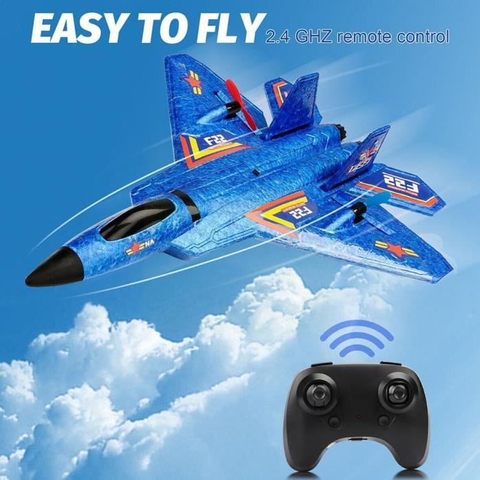 F22 RC Avion de Chasse Radiocommandé, 2,4 GHz Télécommandé 2 CH, pour Adultes, Enfants, Garçons, Débutants