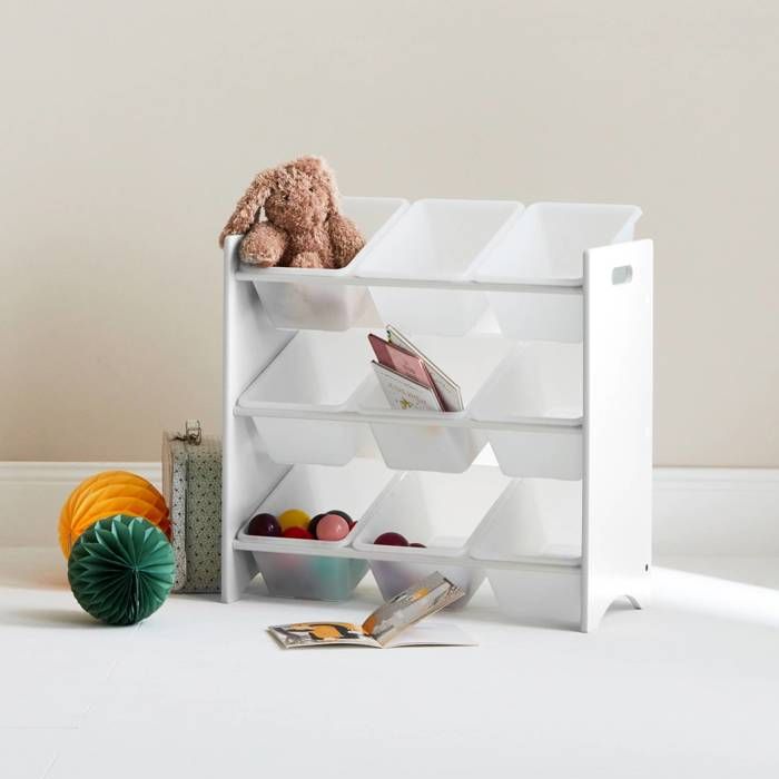 Meuble de rangement pour enfant avec 9 casiers. blanc - Tobias - MDF décor bois  naturel. 64x29.5x60cm - Cdiscount Puériculture & Eveil bébé