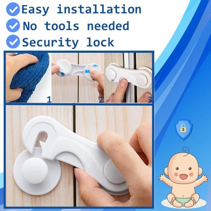 Serrure De Sécurité Magnétique Invisible Pour Enfants - 5 Serrures + 1 Clé - Protection Placards Et Tiroirs