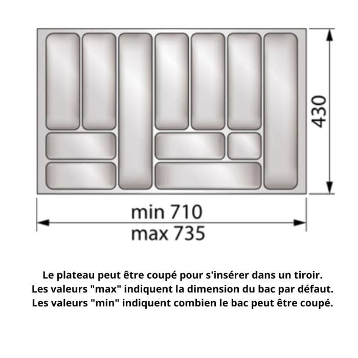 Range-couverts pour tiroir, largeur du meuble: 300 mm, profondeur: 490 mm -  Métallique - Furnica