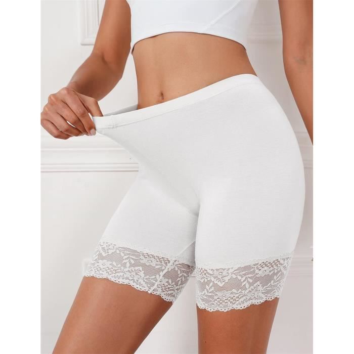 Xnova Anti Frottement Dentelle Panty Femme Short sous Robe, Shorts de  sécurité Legging sous Jupe Stretch, Cyclisme Boxer Yoga Caleçon sous-Vêtements  Garniture (3 pièces - Noir, Beige, Blanc, S) : : Mode