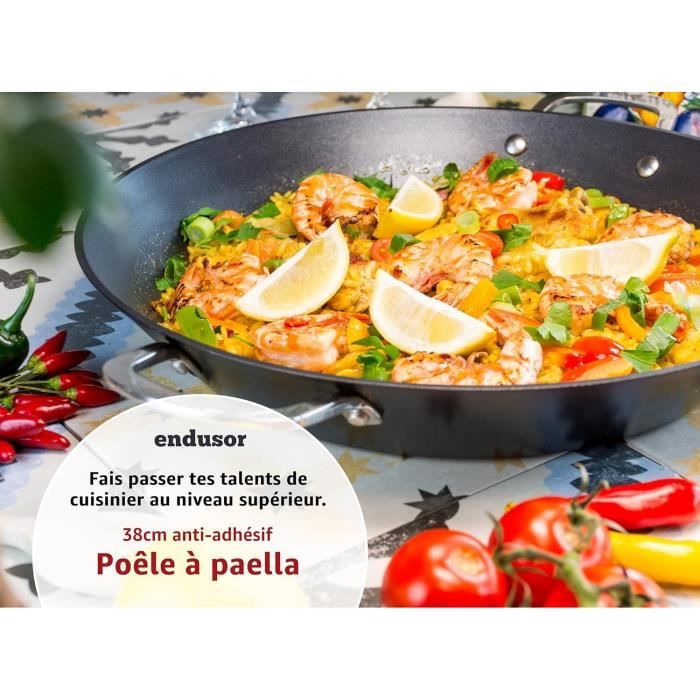 Poele a Paella Inox 38 cm pour 5-8 personnes parts Poele a Paella