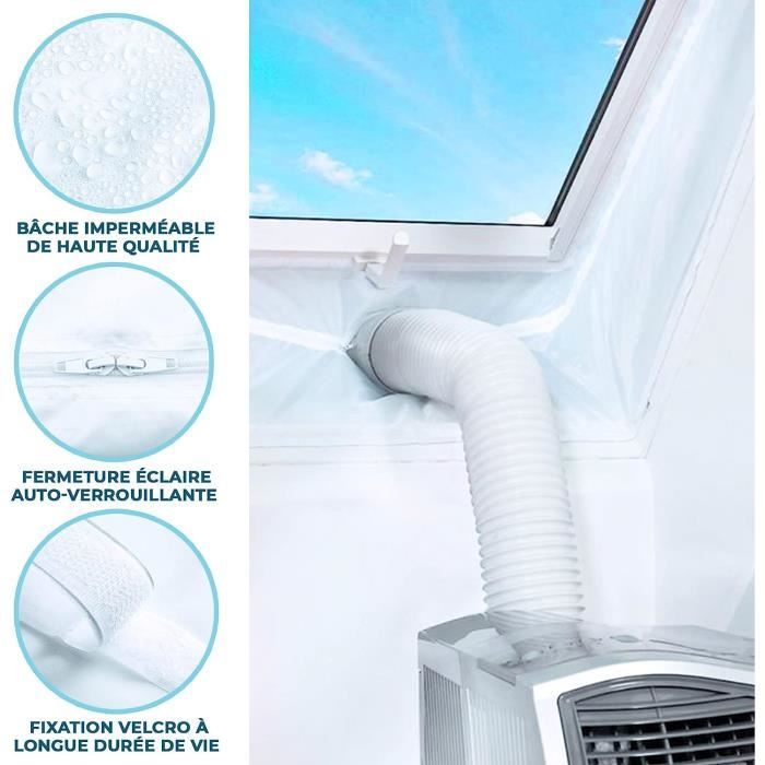Kit Calfeutrage Fenêtre Climatiseur 400 Cm – Joint Étanchéité Fermeture Éclair Pour Climatiseur Mobile