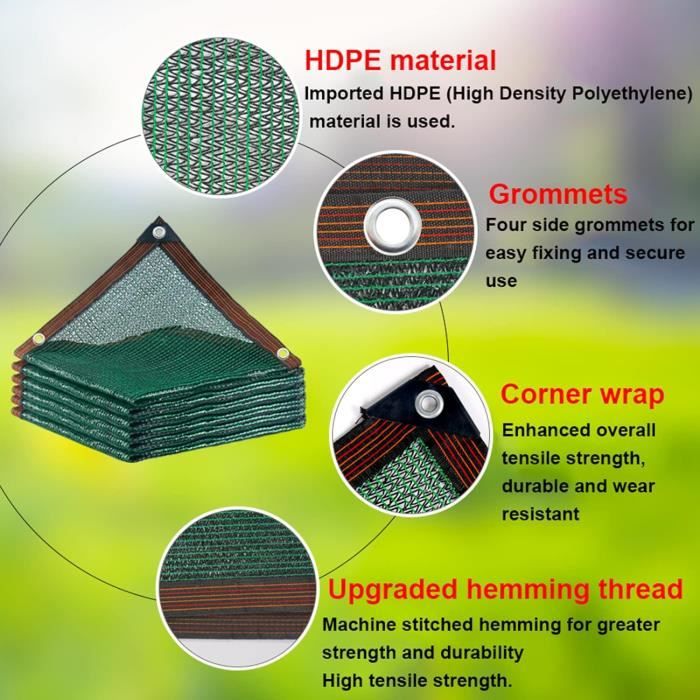 Alunet filet d'ombrage 3x4 m - protection thermique pour voitures, personnes, chiens