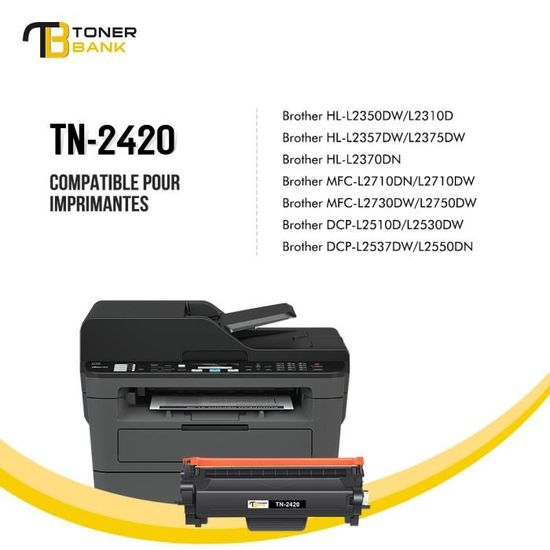 Noire Compatible Toner Cartouche pour Brother DCP-L2510D DCP-L2530DW  DCP-L2537DW DCP-L2550DN HL-L2310D HL-L2350DW HL-L2357DW TN2420 - Cdiscount  Informatique
