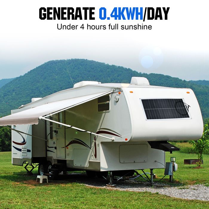 2 Panneaux Solaires Souples DOKIO 100W 12V (200W Total) Monocristallin Flexible - Camping-Car Bateau
