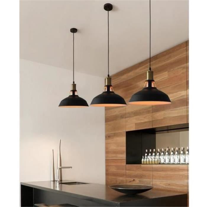 NETTLIFE Lampe Suspendue Noire Ronde - Lampe Suspendue Vintage E27 Lampe Suspendue Retro Industrielle Lampe De Table 94127333