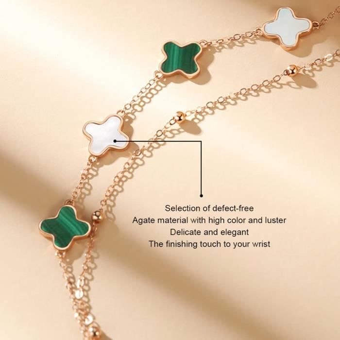 Bracelet à trèfle à quatre feuilles pour femmes, joli Design de luxe, fleur  naturelle blanche botanique, haute qualité, bijoux exquis créatifs -  AliExpress